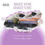 HOUSE OF ORLO: Pinteresty QUILTED 100% Cotton Checked Tote Bags with Zipper for Women - For College, Travel, Work and Daily Use -Small, Purple