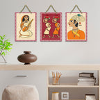 Artvibes Traditional Lifestyle Art Home Decorative MDF Wooden Wall Art for Home | Living Room | Office | Wall Art Painting For Hall | Graphic Artwork | Wall Poster | Unique Gift (WH_9625N), Set of 3