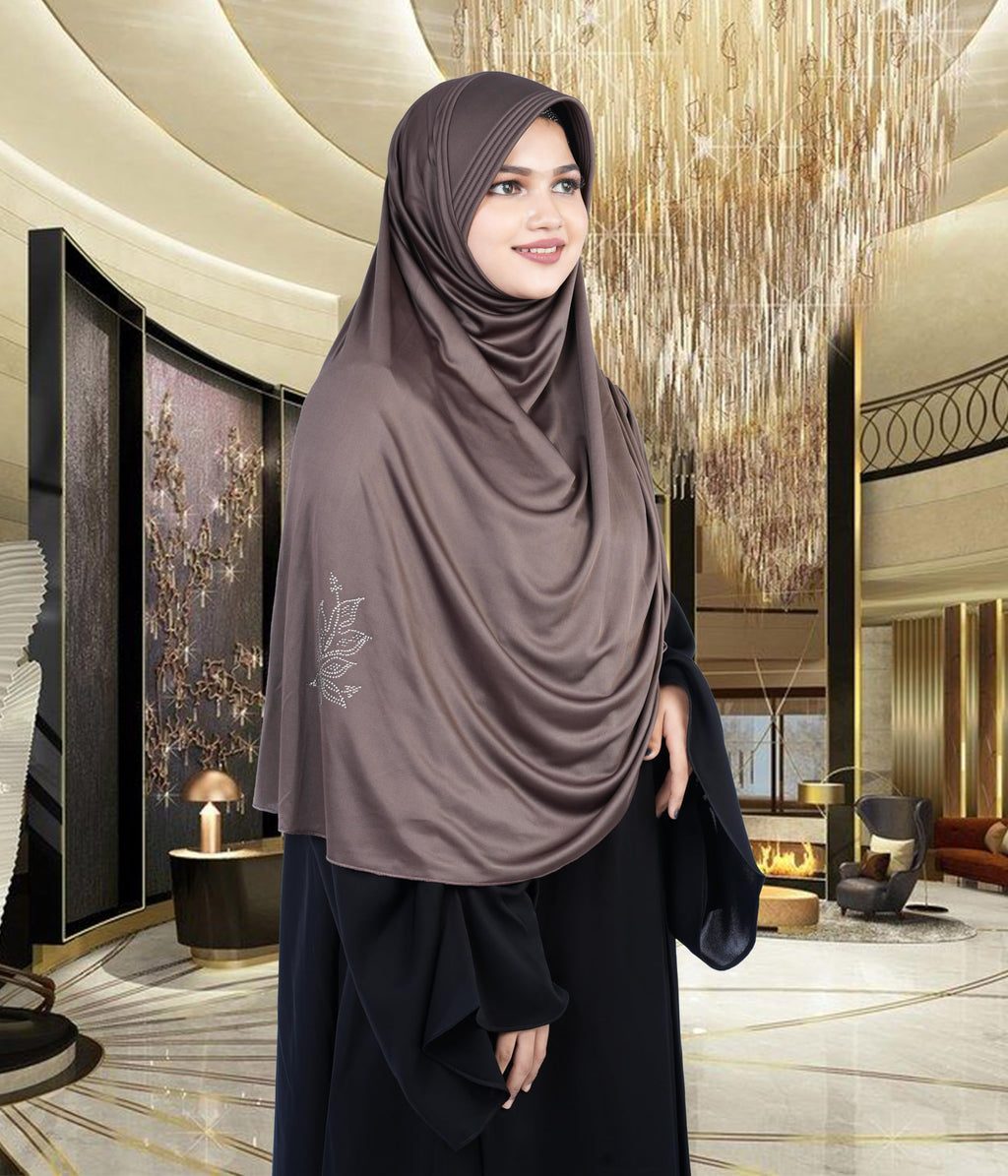 Mehar Hijab's Glamour in Modesty Fazluna Sigle side Frill Hijab XL (XXL, FORMAL GREY)
