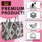 Global Impex Stylish Buoy Tote Bag for Girls & Women | Sturdy Cotton Blend Jacquard | Double Shoulder Ladies Handbag Purse For Daily & Office,Travel Use | Zip Pocket | Handcrafted Multicolor