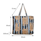 Cotton Quilted Tote Bag for Women, Jungle Print Handbag, Reusable Shoulder Bag with Dual Handles, Lightweight Travel Shopping Tote, Large Capacity Everyday Carry Bag - (Grey tiger bag, 18×18 In)