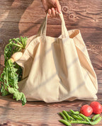 Home Style India Heavy Duty Cotton Canvas Reusable Vegetable Handbag/Grocery/Carry Bag/Shopping Bag With 6 Compartments/Pockets For Organized Storage, White