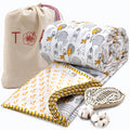 TOAIArt Premium Jaipuri Dohar | AC Blanket Summer Quilt | Hand Block Printed | 3 Layers | Reversible | 150GSM 100% Mulmul Cotton | 100% Cotton Flannel Filling | Queen 90 X 108 |Grey Yellow Cartoon Kafalo
