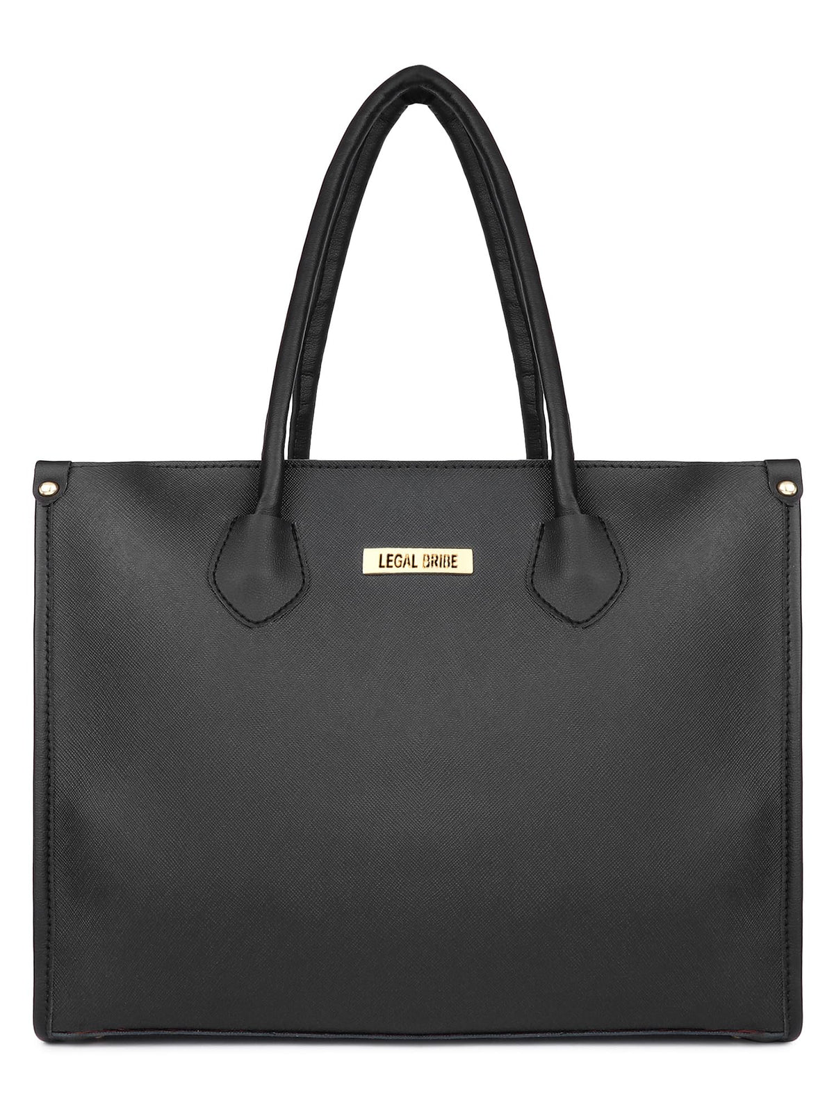 LEGAL BRIBE Women Textured Classic Tote Bag (Black)