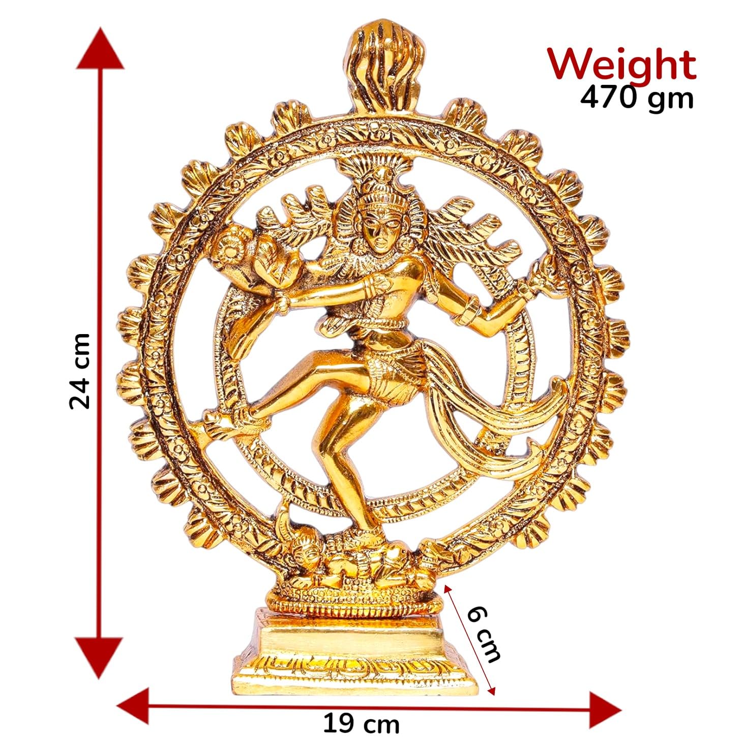 KridayKraft Metal Shiva Idol Natraj Statue for Home Decor,Gold Plated Dancing Shiva Natraja/Natrajan (Mahakal Murti) Showpiece Figurine Murti Deccoration & Gifts Article...
