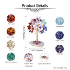 Jovivi Natural 7 Chakra Healing Crystals Tree on Agate Slice Base Healing Stones Gem Money Tree for Feng Shui Home Office Table Decorations