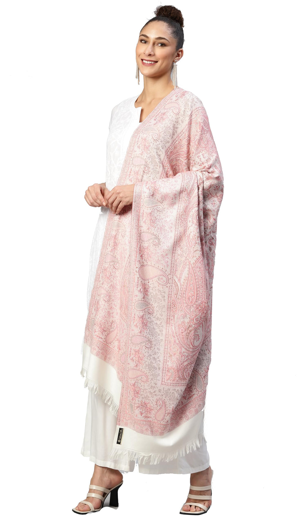 Weavers Villa Women Pashmina Shawl (Cream, Large)