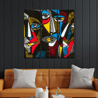 VIBECRAFTS 3 Pieces Beautiful Pattern Faces Canvas Wall Painting Fitted With Wooden Frame For Home | Office | Living Room | Gifts (PTVC3Pcs1_9532)