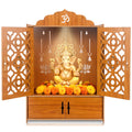 Pack of 1 Wooden MDF Temple Mandir for Home & Shops, Size 51x37x27 Cm1 Piece LED Light & Complete Wall Mount Kit with Door & Cabinet with Storage Space, Assembly Required, Pooja Mandir