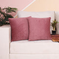 STITCHNEST Quilted Velvet Cushion Covers Set of 2 | Soft Peach | 16x16 Inches | Premium Sofa & Living Room Décor