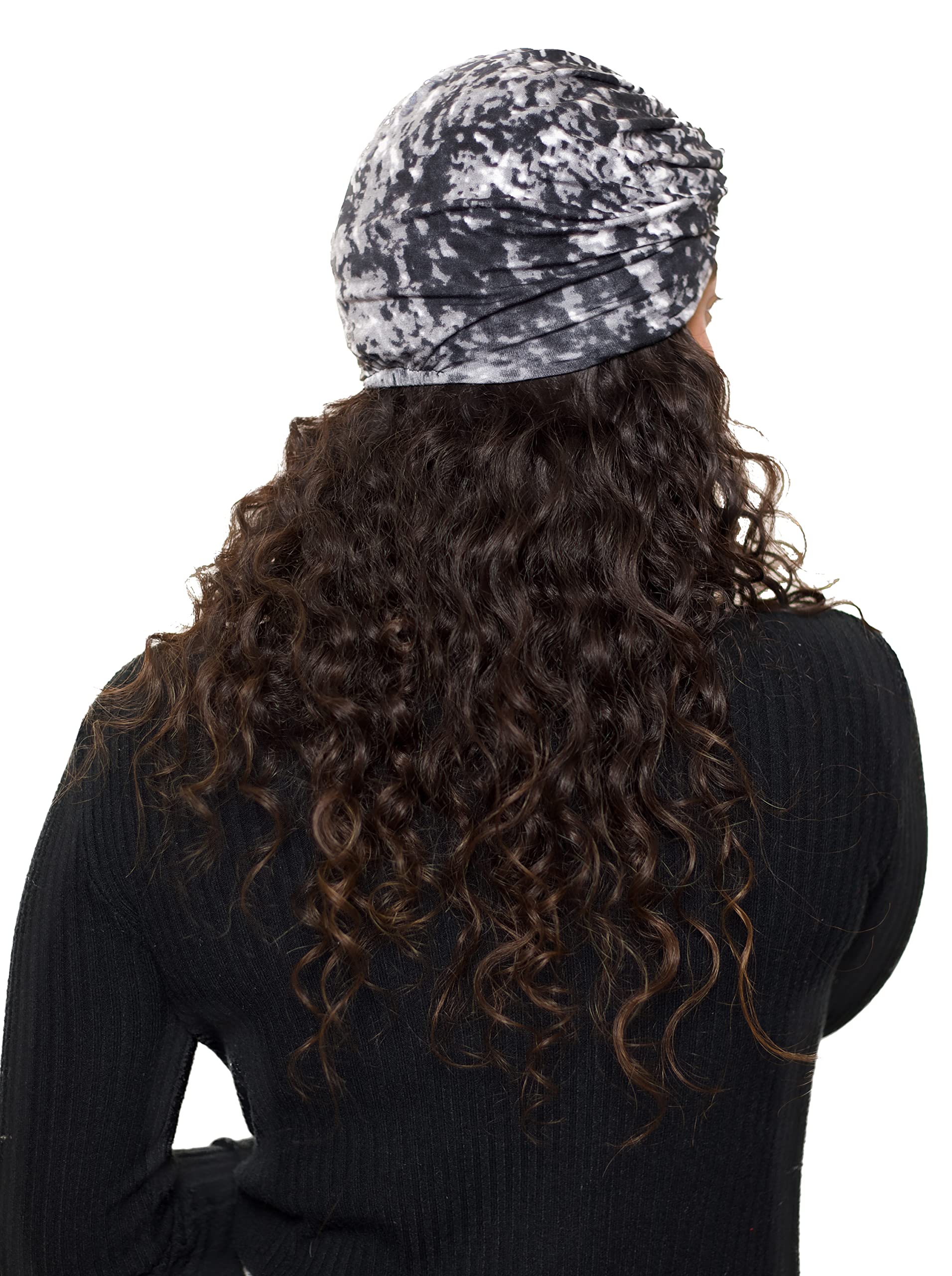The Headscarves Beautiful Printed Bamboo Viscose Headscarf with Brooch – Stylish Chemo Headwear for Women, Hijab Head Wrap, Cancer Turban Scarf, Breathable Head Cover for Hair Loss Grey