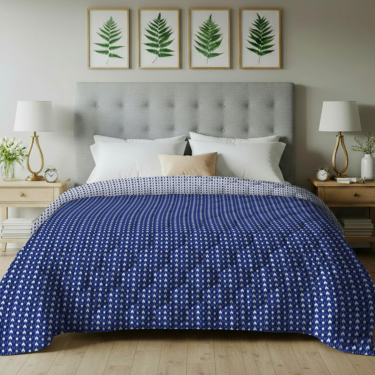 Urban Space AC Blanket for Single Bed, 120 GSM Microfiber 3 Layered Quilted Dohar, Soft Lightweight Reversible Printed Blanket Bed for All Season (Tokyo - 145cm x 225cm, Single Size) Kafalo