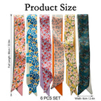 6 Pack Fashion Scarves for Women, Versatile Boho Head Scarf, Satin Scarf for Hair, Neck, Wrist, and Purse Accessories