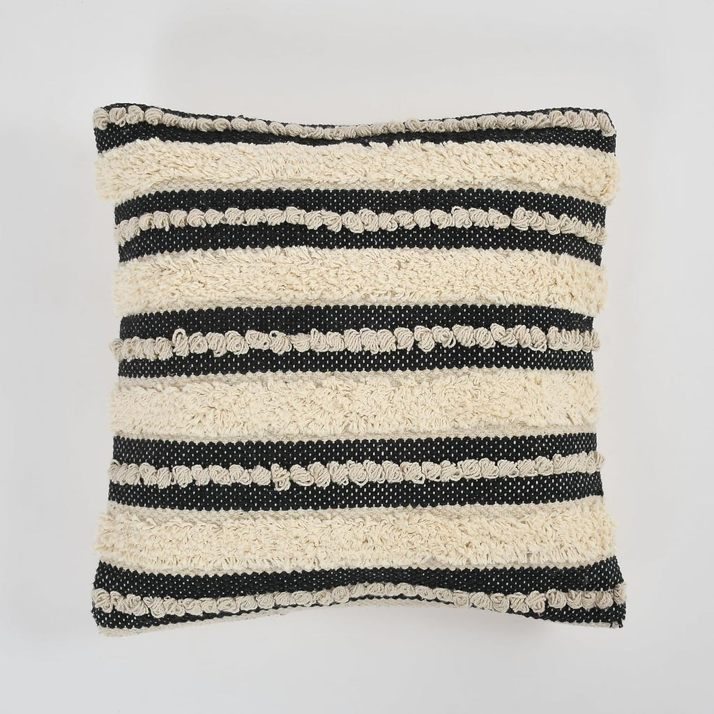 Furnistitchs Premium Decorative Throw Cushion Pillow Cover Boho Home Decor - Living Room Bedroom Couch Sofa Cushion Covers 16 inch x 16 inch (1, Cream Stripes)