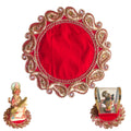 Shraddha Fashion 6 * 6 Inches Heavy Quality 9000 Velvet Embroidery Puja Aasan for Matarani with Heavy Stone Work | Embroidery Puja Altar Cloth for God Temple| Puja Aasan for Idols (Pack of 2 Pieces)