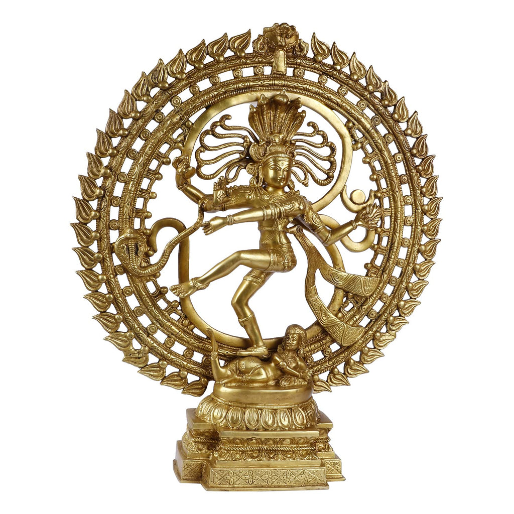 ARTVARKO Brass Natraja Big Statue Idol of Lord Shiva Ji Dancing Om Natraj Murti for Temple Mandir Home Décor 20 Inches