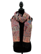 PASKMLNA Paisley Pattern Tow Layered Woven Pashmina Shawl Scarf Wrap Stole, Black Pk Metalic Paisley, Large
