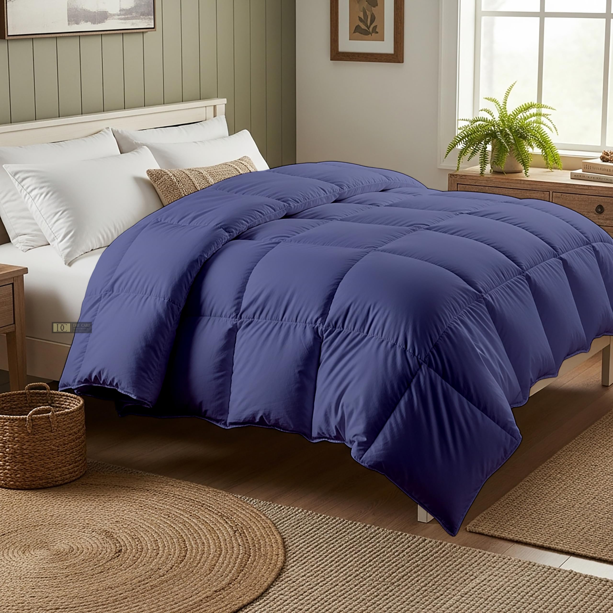 Day Care® 600 GSM Premium Comforter | Cloud Down Touch Microfiber Quilt | Heavy Warm Winter Blanket Rajai | Soft, Lightweight & Machine Washable - 60x90 Single Bed | Medium Blue Kafalo