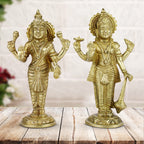 ARTVARKO Brass Lord Bhagwan Vishnu Narayan Lakshmi Laxmi Statue Idol Murti for Office Home Decor Mandir Puja 7 Inches.