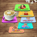 Artvibes Printed MDF Wooden Coasters for Home and Kitchen | Dining Table Decor | Square Coasters | Kitchen Decorative Items | Table Decoration | Home Decor (Set of 6 | 4x4 Inch)(Dialogues) TC_2009
