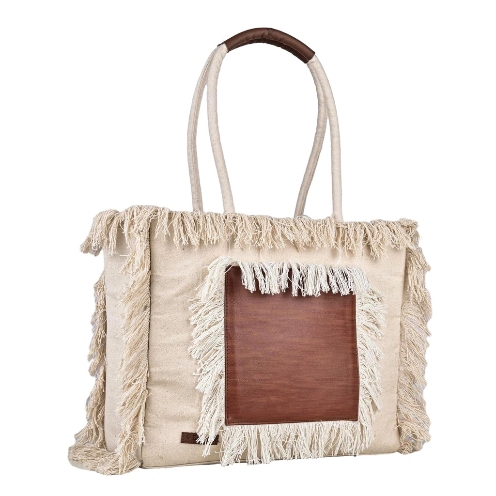 ENSAC Premium Cotton Tote Bag for Women, Stylish Handbag for women with Zip Closure | Fit for Office Bag, College, Travel Use | Handcrafted in India