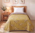 VAS COLLECTIONS Cotton AC Blanket for Single Bed, 147x230 cm | Reversible Lightweight All Season Comforter | Soft Breathable Skin-Friendly Blanket for Bedroom Use (Olive Slate) Kafalo