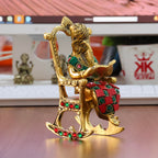 KridayKraft Chair Ganesha ji Reading Book with Stone Work,Ganesha Metal Statue,Ganpati Murti Idol for Pooja & Home,Office Décor Ganesh Idol Religious Showpiece for Decoration & Gifting Article