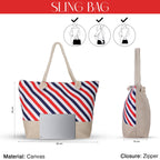 SIBY Tote Bag - Canvas Rope Handle Bag with Zipper Closure, Spacious Interior Pocket - Modern Style, Ideal for All Occasions