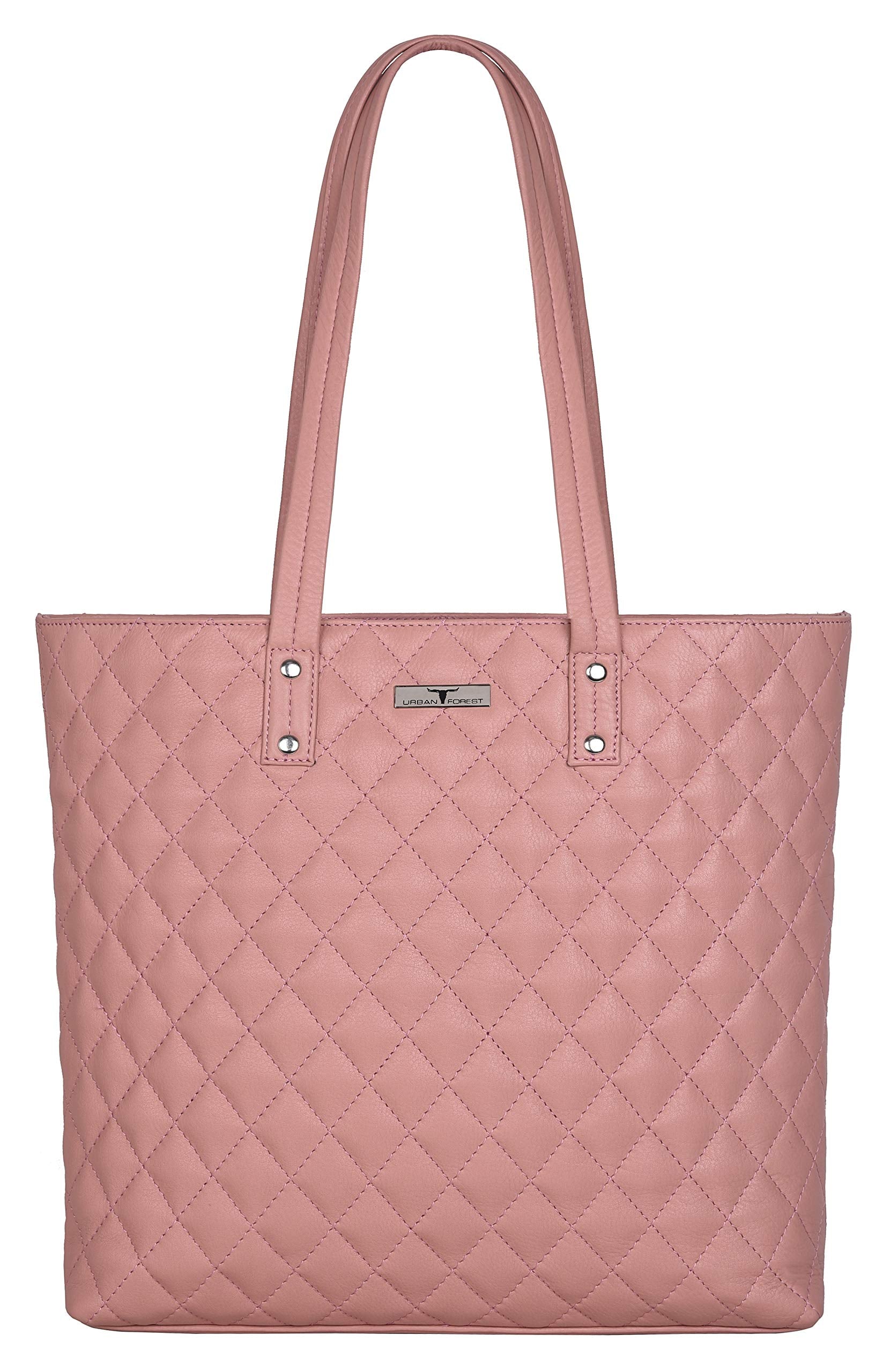 URBAN FOREST Nancy Pastel Pink Quilted Leather Handbag for Women