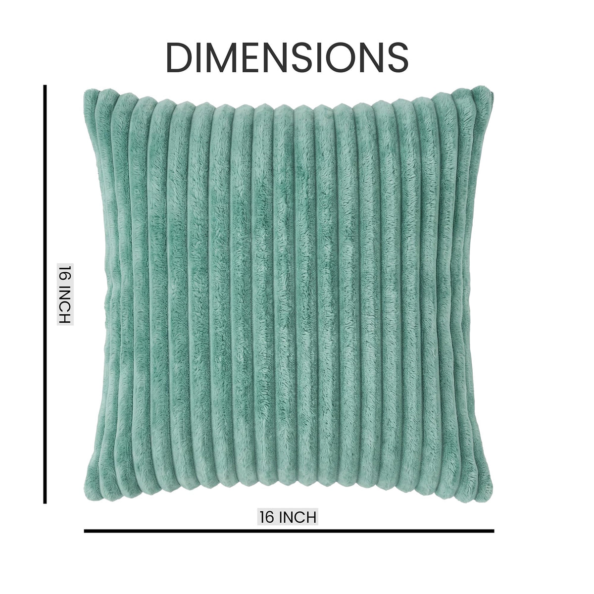 Yellow Weaves Pencil-Stripe Fur Cushion Covers | Soft Polyester | Decorative Sofa & Throw Pillow Covers | 16x16 Inches, Pack of 1 (Sea Green)