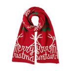 LumiSyne Knitted Scarf For Women Winter Reversible Christmas Reindeer Antler Snowflake Long Pashmina Scarves Shawl Thickened, Christmas Snowflake Red, One Size
