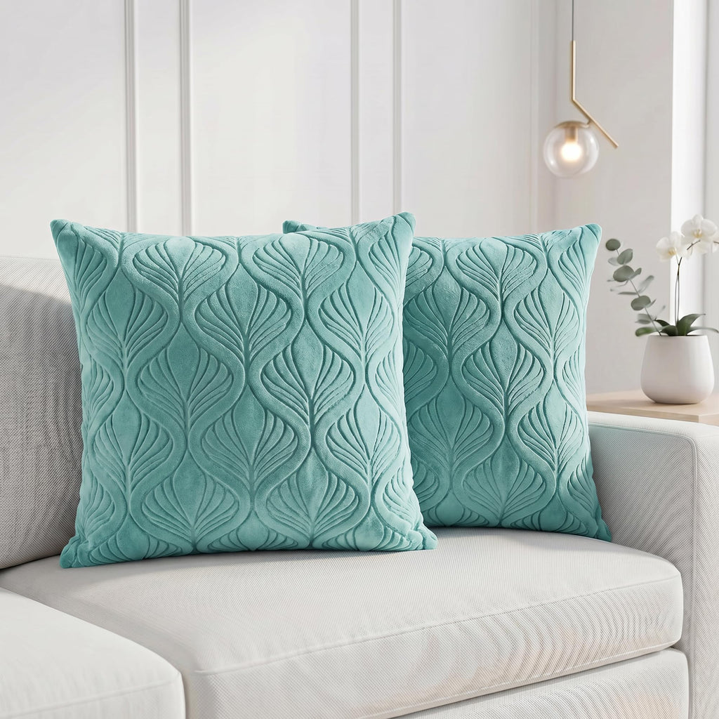 Yellow Weaves Jacquard Cushion Covers | Sofa Cushion Covers | Throw Pillow Cover for Sofa, Couch, Living Room| Removable & Washable | 16x16 Inches, Set of 2 (Powder Blue)