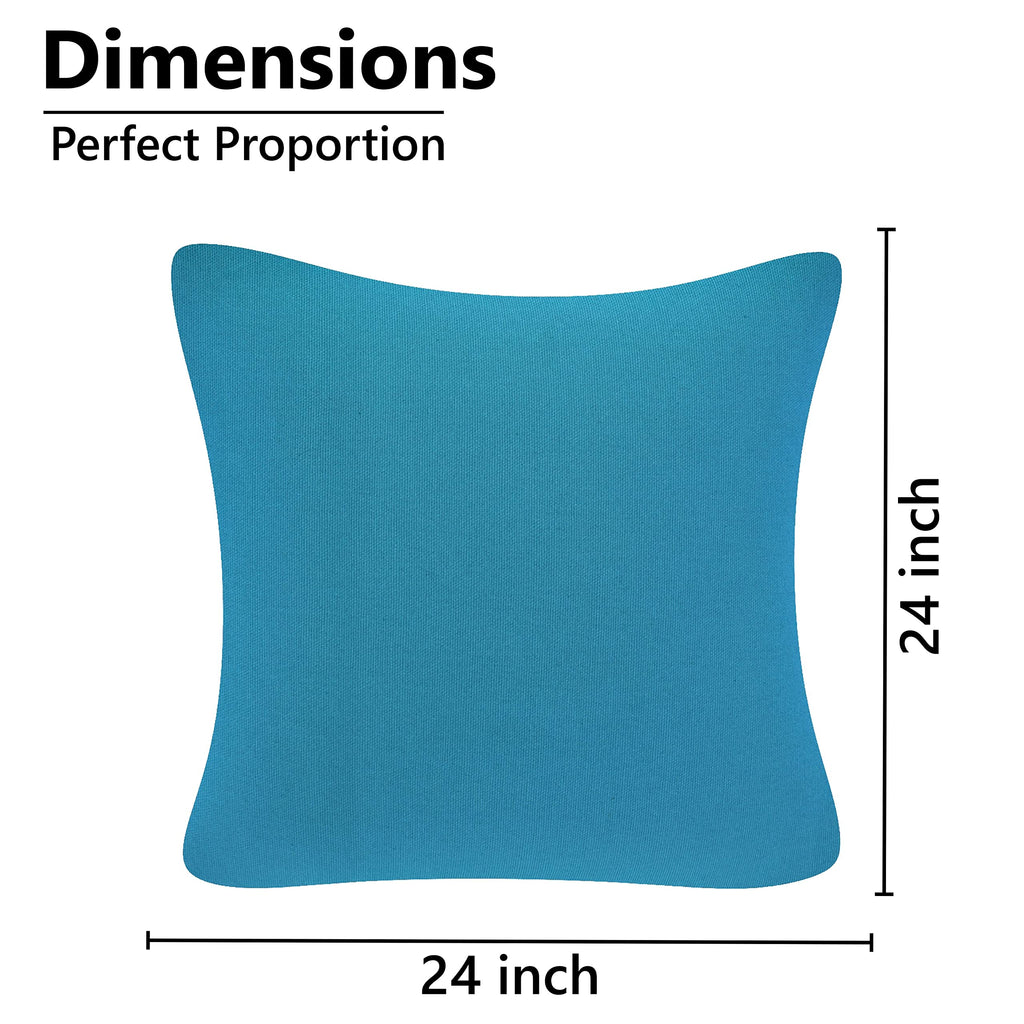 Yellow Weaves Cotton 250 TC Canvas Decorative Cushion Covers, (24 X 24 Inches), Set Of 1, Sky Blue
