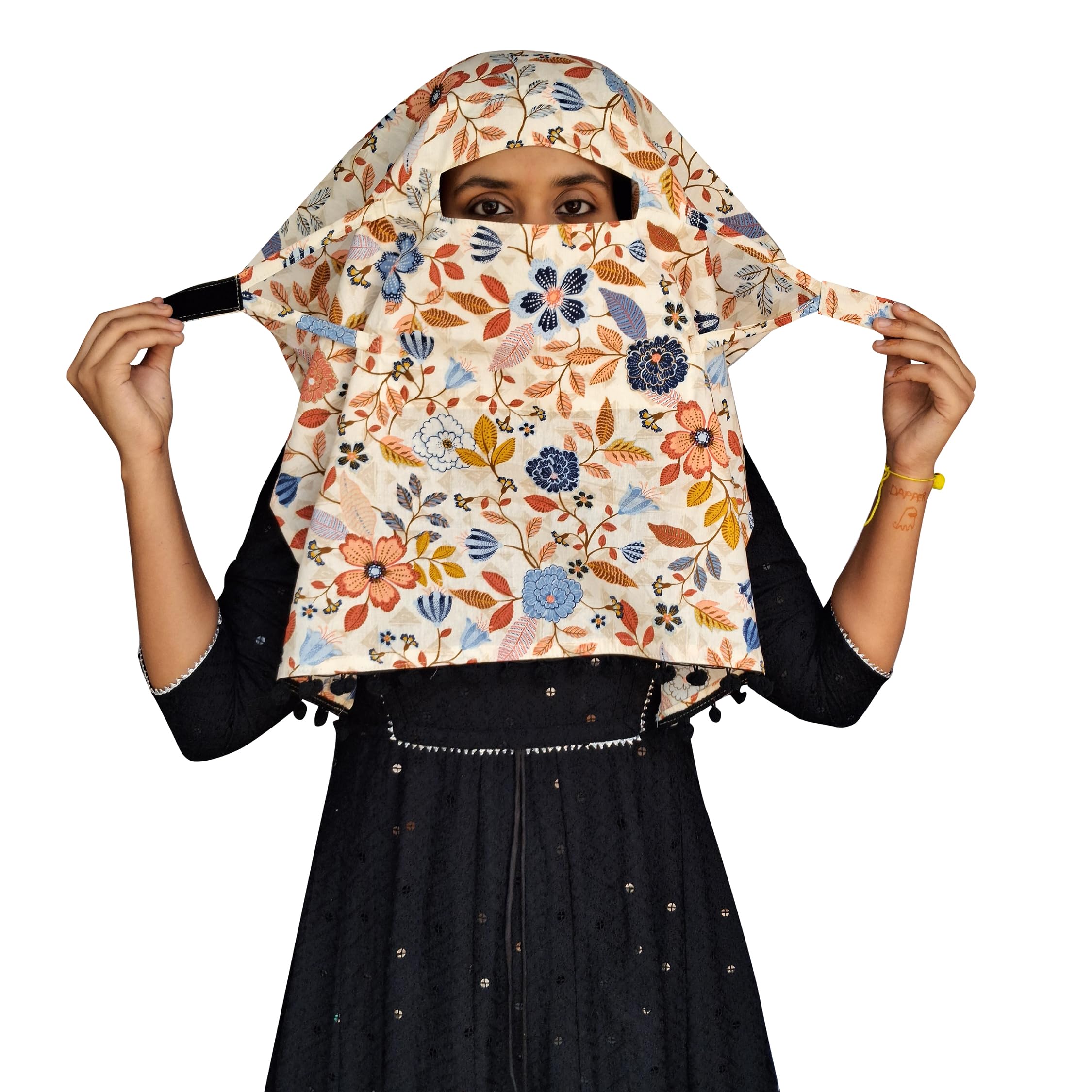 Switchon Scarf Hijab Rayon Printed fancy scarf for women Size Adjustable -Hook loop tape (Multicolor2)