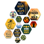 Artvibes Motivational Quotes Hexagon Shape MDF Wooden Wall Decor Items | Quotes Decor Item | Motivational Wall Decor | Wall Poster | Gift Items | Office Wall Decoration Items (WPS_223N), Set of 13
