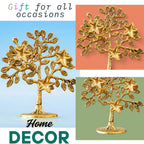 Metal Kalpavriksha Tree for Home Decor - Golden Wish Fulfilling Tree Metal Showpiece for Temple, Vastu, Office Table & Gifting Banyan (No 1 Golden)
