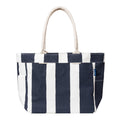 AQVA Large Cotton Canvas Tote Bag for Women with Side Pockets | Trendy Stylish Multipurpose Handbag with Zipper | Shoulder Bag for Shopping, Travel and Work | Navy Blue