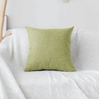Khooti Decorative Jute Square Cushion Cover Throw Pillow Cover for Living Room Couch Diwan Single Seater Sofa, Modern Boho Large 30 x 30 Inches / 75 x 75 cm (Colour - Apple Green)(Set of 2 Pieces)
