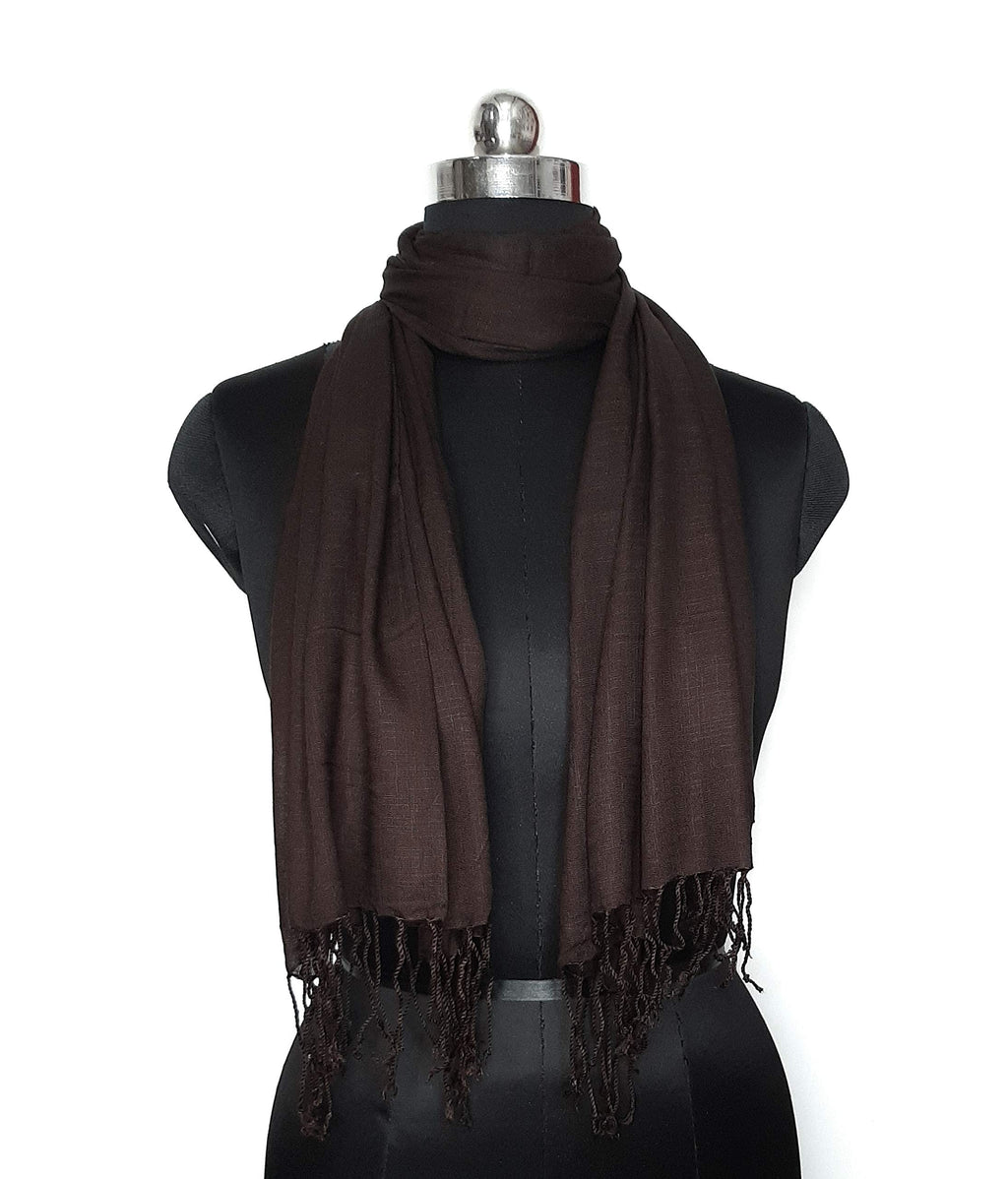 Chandwasia Linen Rayon Scarf for Men & Women | Lightweight Viscose Fabric Stole, Shawl & Wrap | Soft & Breathable | All-Season Summer & Winter Wear (Brown)