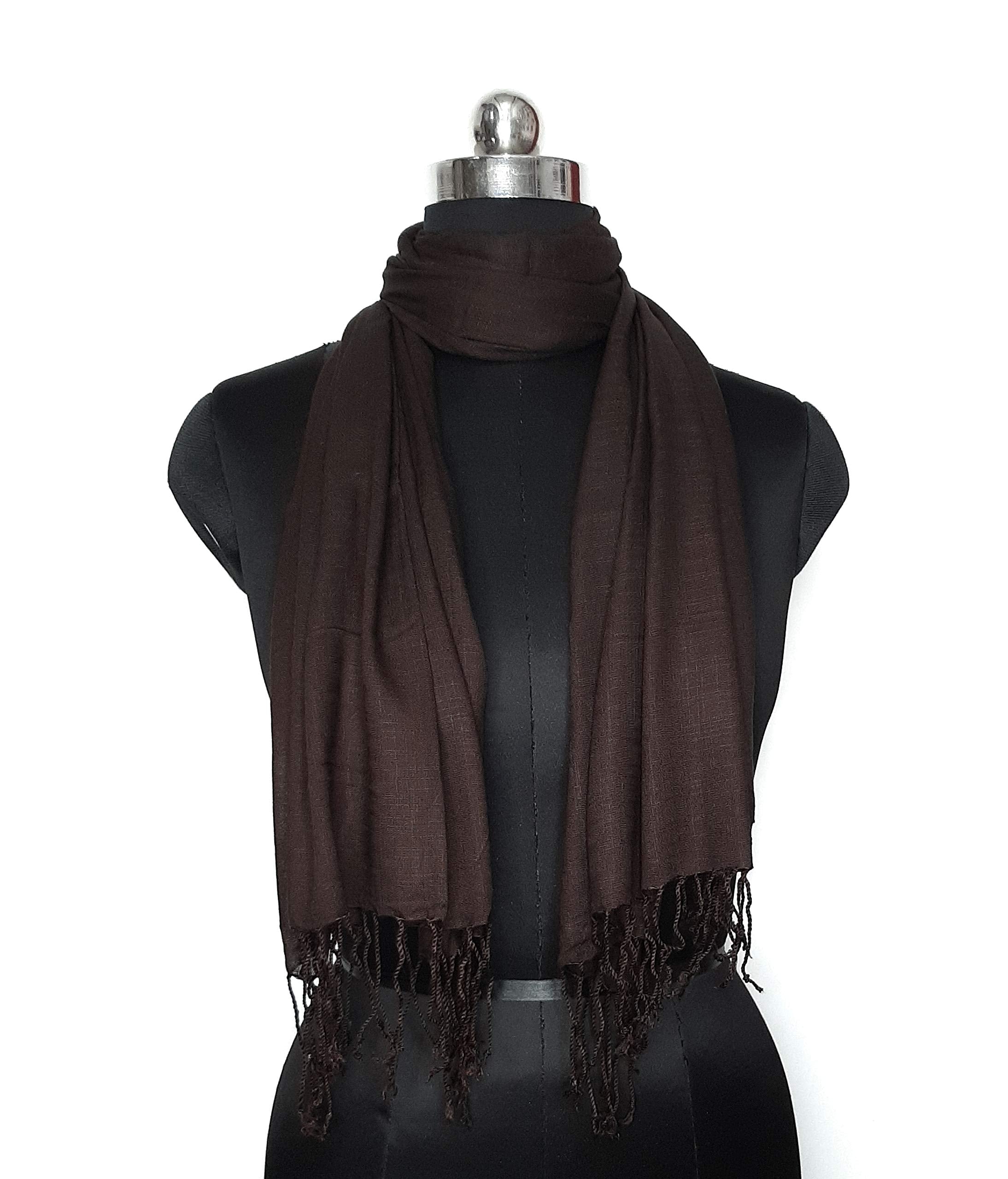 Chandwasia Linen Rayon Scarf for Men & Women | Lightweight Viscose Fabric Stole, Shawl & Wrap | Soft & Breathable | All-Season Summer & Winter Wear (Brown)