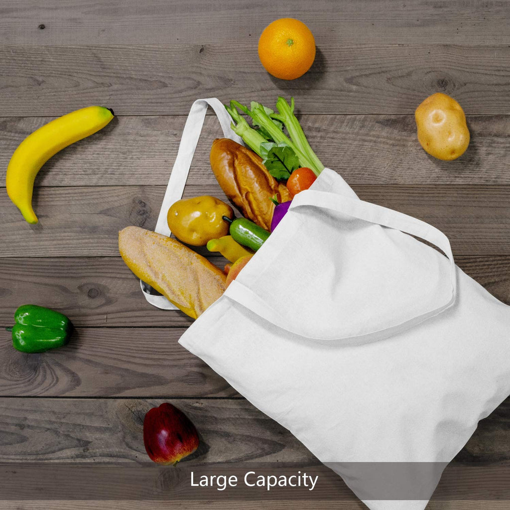 TOPDesign 6-Pack Economical 16x15 White Cotton Tote Bag, Lightweight Medium Reusable Grocery Shopping Cloth Bags, Suitable for DIY, Advertising, Promotion, Gift, Activity