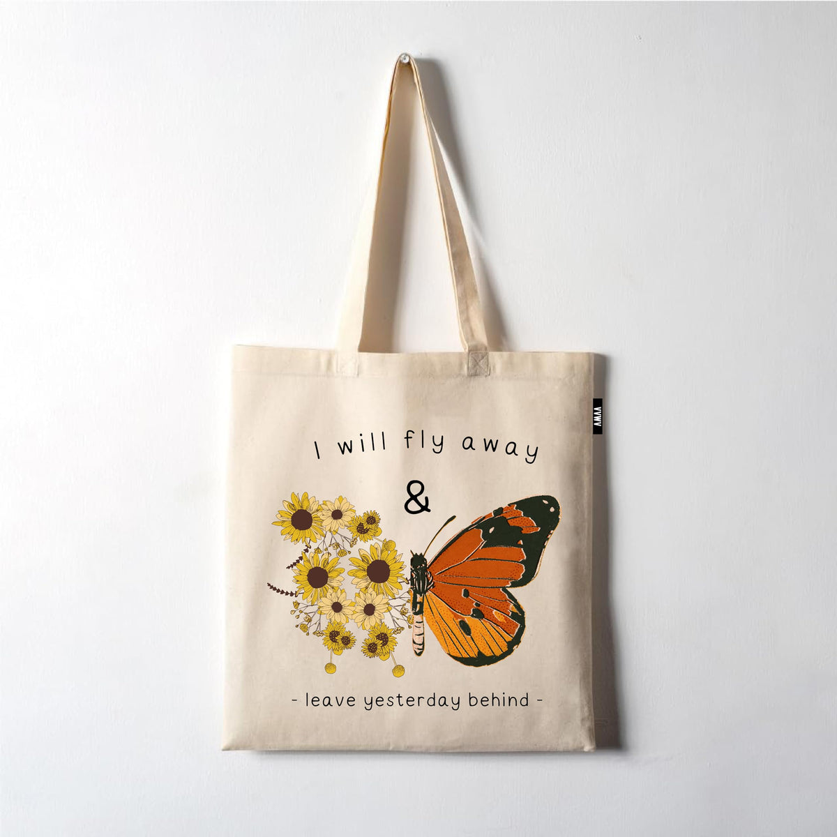 VVWV Tote Bag | 100% Organic Cotton Shopping | Grocery | Tote Bag Women Office College Grocery Vegetable Bags Market, Canvas Tote Bag 15kgs Capacity 13 x 15.7 Inch (Butterfly)