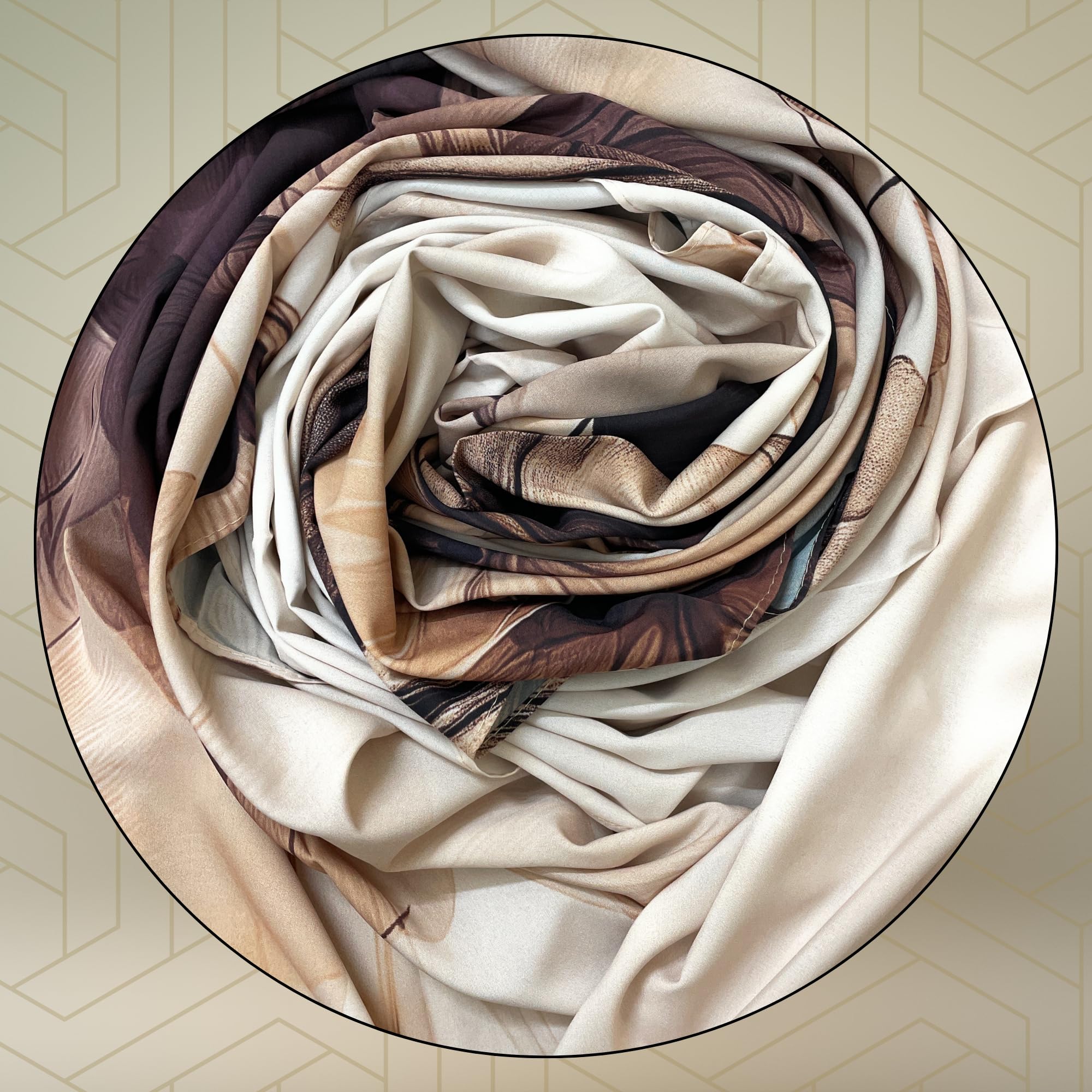 FAHABO Iconic Collection Digital Print Swiss Butter Cotton Scarf Stole for Women (Shell Beige - Br)