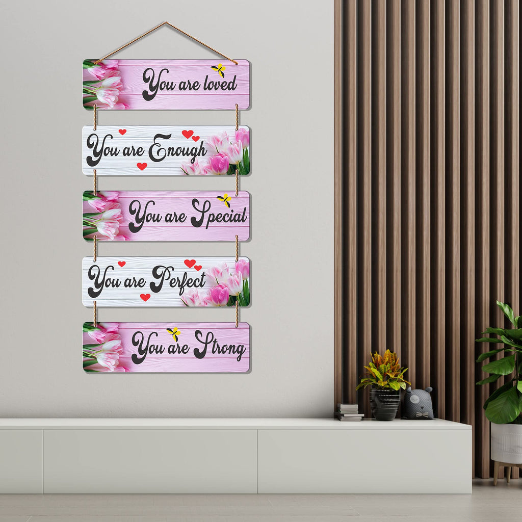 Artvibes You Are Loved You Are Enough Decorative Wall Hanging Ornaments | Quotes Decor Item | Wall Poster | Office Decor | Inspirational Quotes Wall Art | Mdf Wall Decoration | Gift Items (WH_6209N)