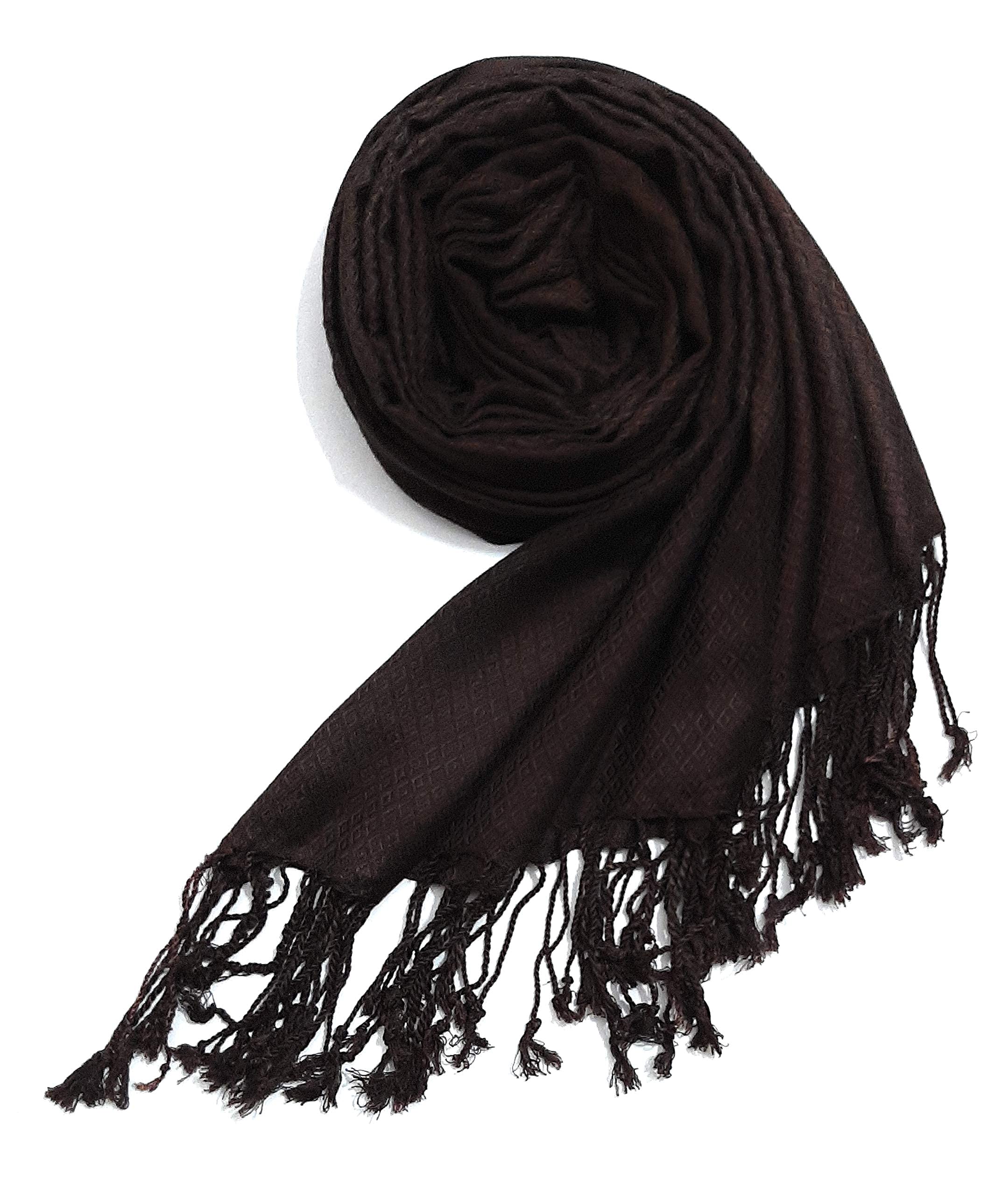 Chandwasia Viscose Scarf Stole & Shawl | Travel Office Casual Styling For Men Women Summer Winter Use | Viscose Fabric | 28x72 Inches | Self Design Sent Randomly Daily Drape Wraps | Brown