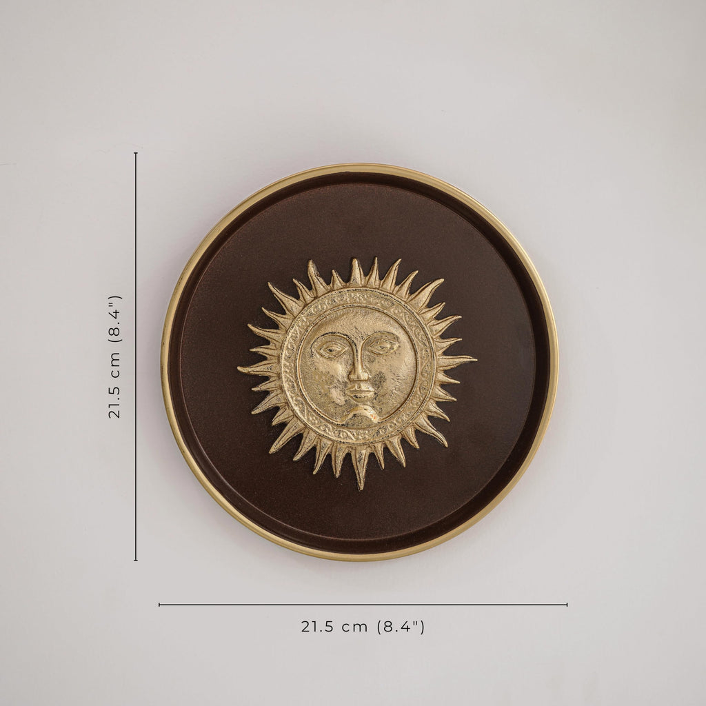 BEHOMA Sun Metal Wall Plate Coffee Brown & Gold 8.4