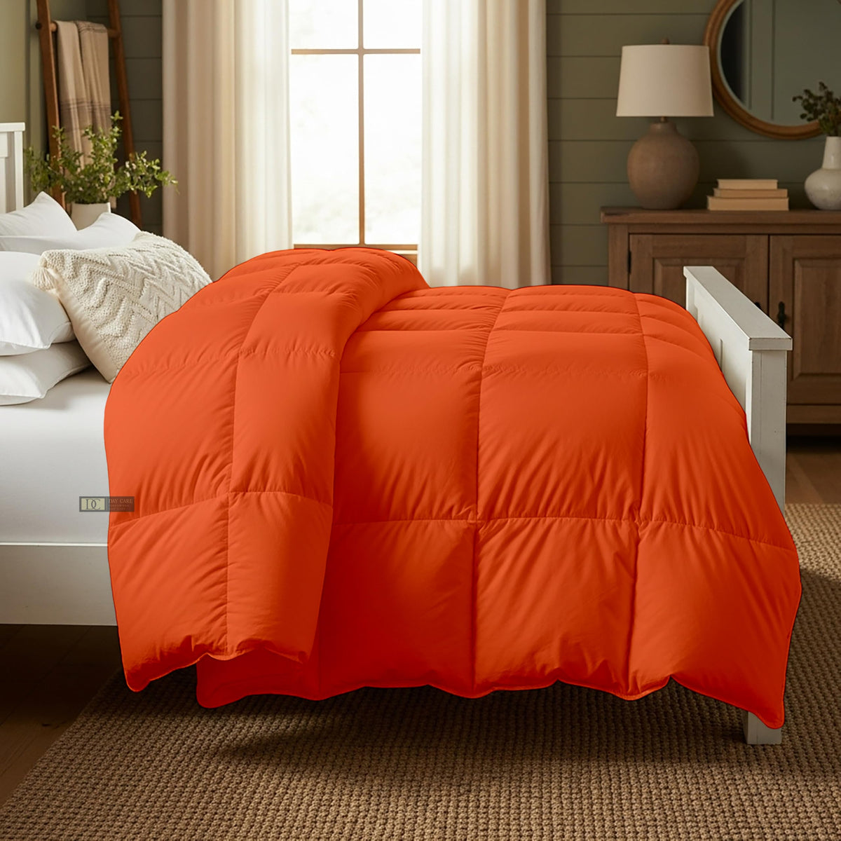 Day Care® Cloud Loom 500 GSM Filling Microfiber Comforter | Warm Winter Quilt Blanket Rajai | Soft, Breathable & Durable Bedding | 90x100 Double Bed - Orange Kafalo