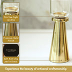 Behoma Handcrafted Golden Tea Light Candle Holders Set of 2
