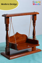 Goody Woody Wooden Laddu Gopal Jhula/Jhoola, Shri Krishna Swing, Krishna Janmashtami Palna, Bal Gopal Hindola, (Brown, 13x12x6), Seat Size :- (8x6) 0 to 4 No. Kanha.