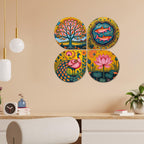 Artvibes Nature Decorative MDF Wooden Wall Art for Home | Art For Wall | Wall Sculpture | Signs & Plaques | Festive Decor | Wall Art Print | Handcrafted Art | Unique Gift Items (WH_8461N), Set of 4